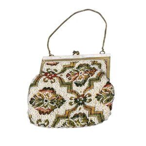 Walborg Vintage Tapestry Purse Multicolor Beaded Kisslock Boho Hippie Retro
